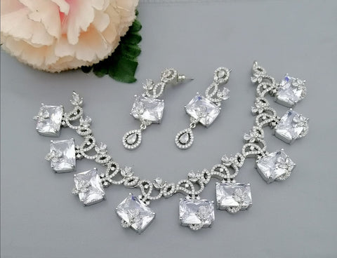 American diamond double necklace set