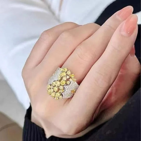 Yellow cubic zirconia ring