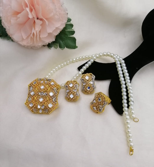 Golden Pearl Mala Set