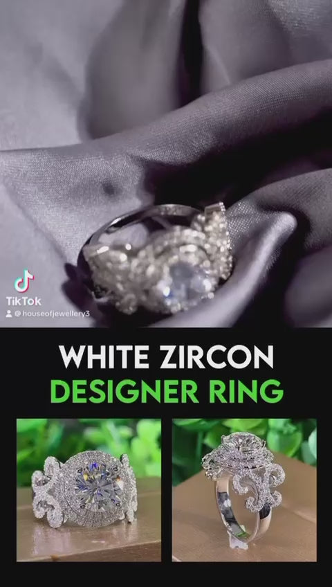 White Zircon Designer Ring