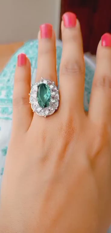 Emerald Color Crystal Ring