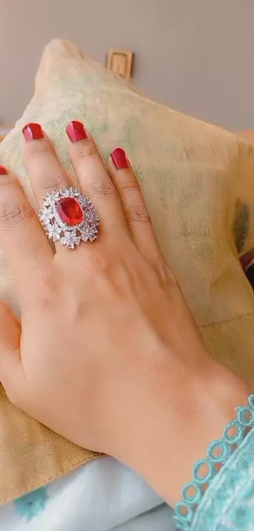 Blood Color Stone Ring