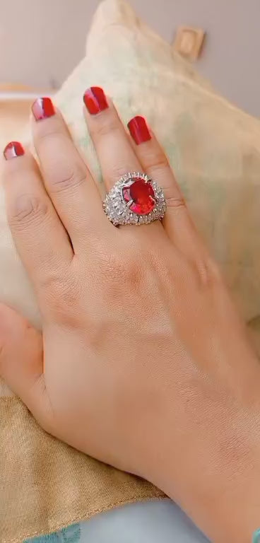 Ruby Color Crystal Ring