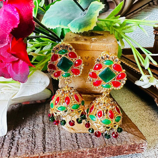 Multi Kundan jhumki