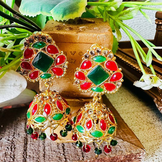 Multi Kundan jhumki