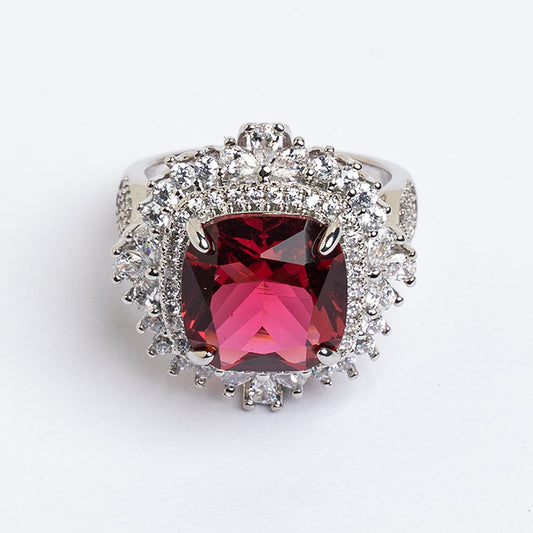 RED GEMSTONE ZIRCON RING