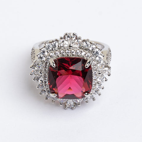 RED GEMSTONE ZIRCON RING