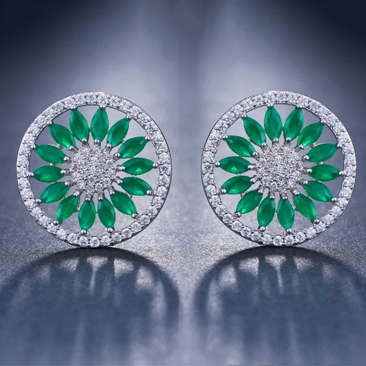 Emerald Wheel Earrings