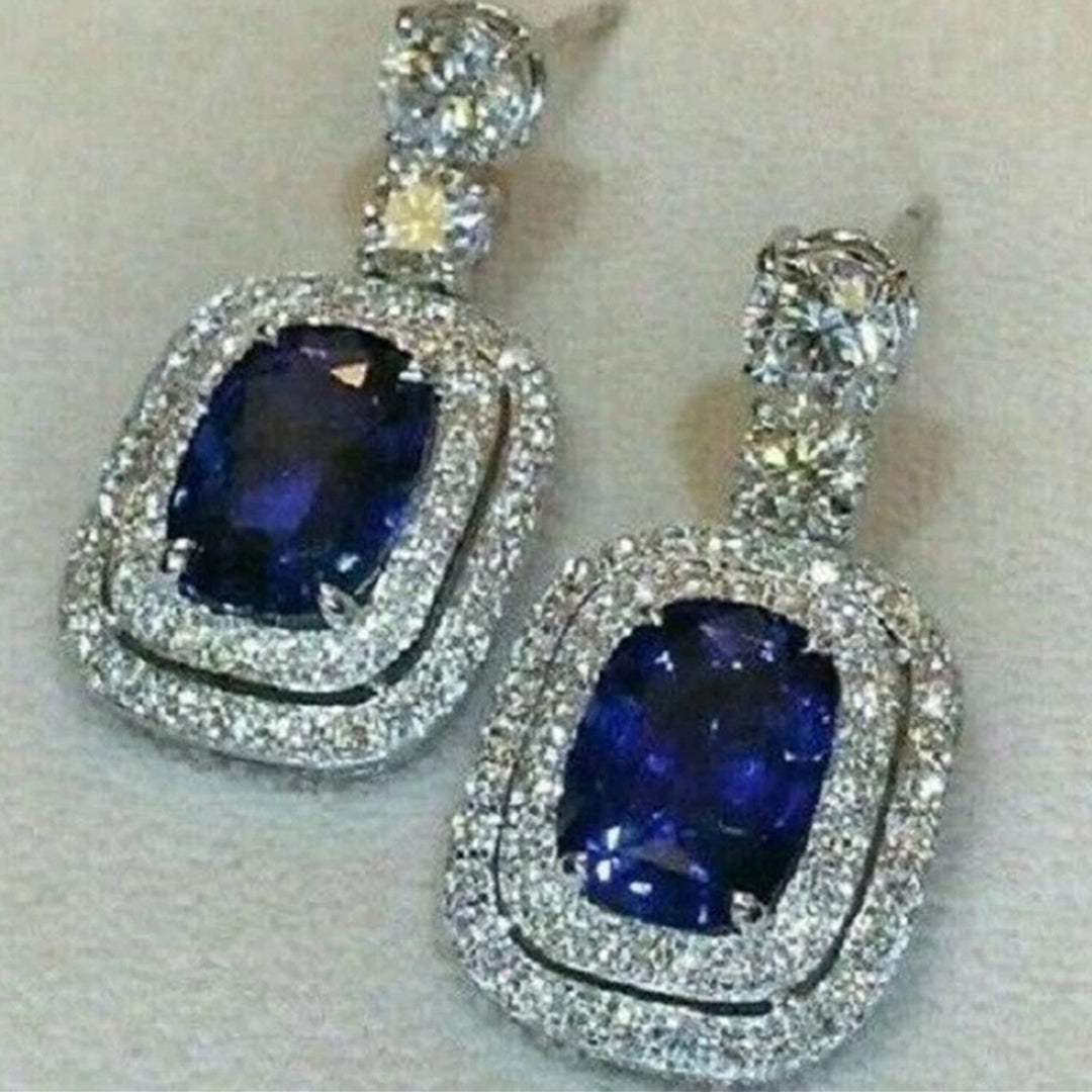 Blue Zircon Stone Earrings