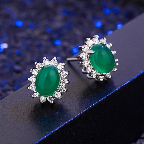 Emerald Round Studs