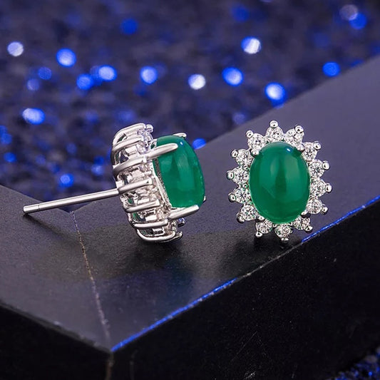 Emerald Round Studs