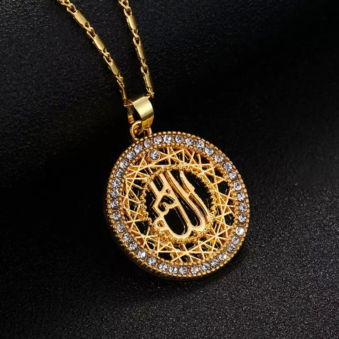 Women Golden Allah Round Pendant