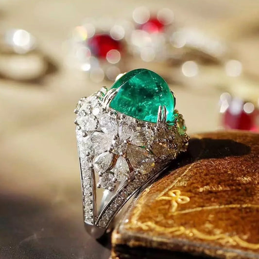 Emerald Flower Ring